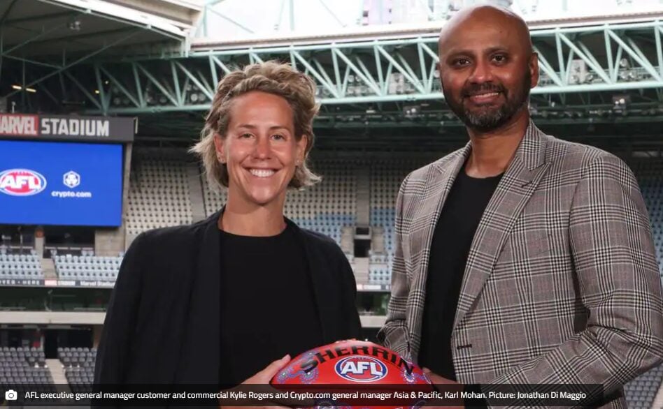 AFL Executive general manager Kylie Rogers and crypto.com general manager
