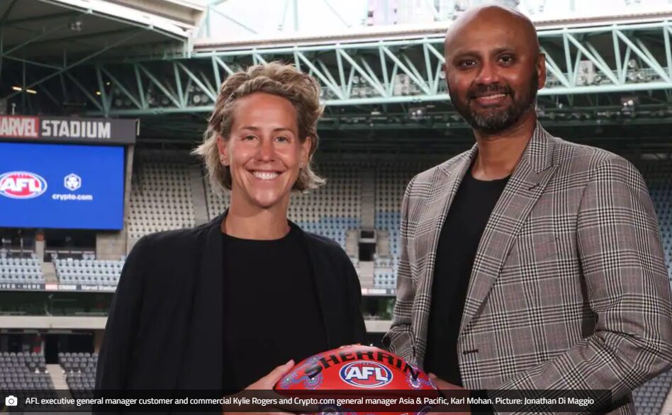 AFL Executive general manager Kylie Rogers and crypto.com general manager