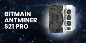 The Bitmain Antminer S21 Pro, a cutting-edge cryptocurrency mining device, showcased with a focus on its efficiency and power, ideal for enhancing Bitcoin mining profitability for Self-Managed Super Funds (SMSFs) in Australia.
