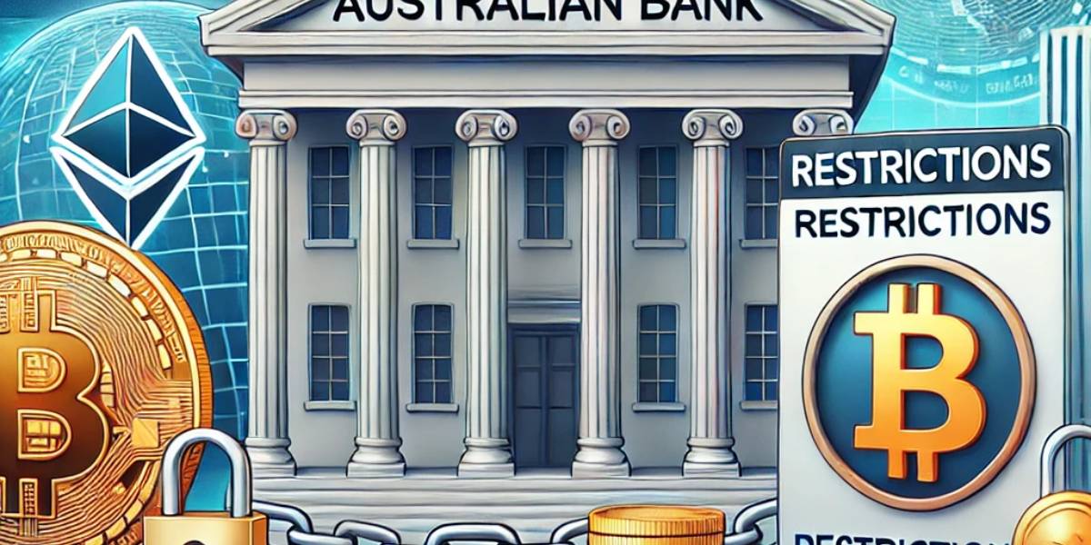 Australian Bank Building with Cryptocurrency Restrictions Symbols