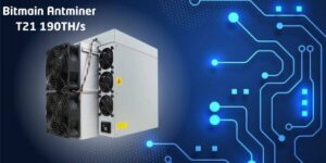 Bitmain Antminer T21 190TH/s ASIC miner for cryptocurrency mining.