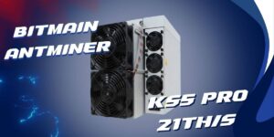 Bitmain Antminer KS5 Pro 21TH/s cryptocurrency mining hardware with dual fans for cooling