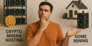 Man comparing crypto hosting with home mining options in Australia 