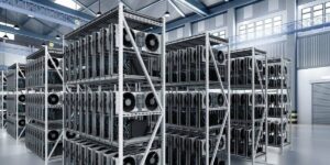 High-capacity mining rigs aligned to join a mining pool for shared rewards 