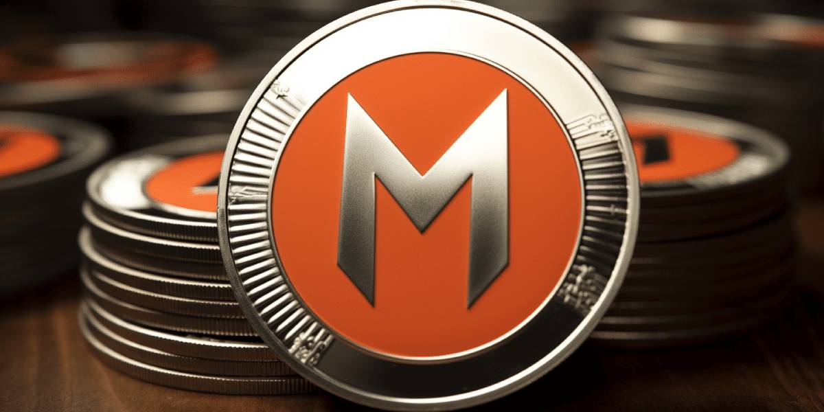 Close-up of a Monero cryptocurrency coin, symbolising solo mining in digital currency.