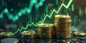 Stacks of gold coins symbolising Monero growth and investment through a self-managed super fund.