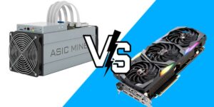 ASIC miner vs GPU graphics card comparison illustrating the difference between specialised bitcoin mining hardware and general-purpose GPU mining equipment.