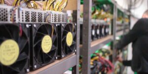 ASIC miners running on industrial racks, illustrating miner hosting in Australia by Mining Store.